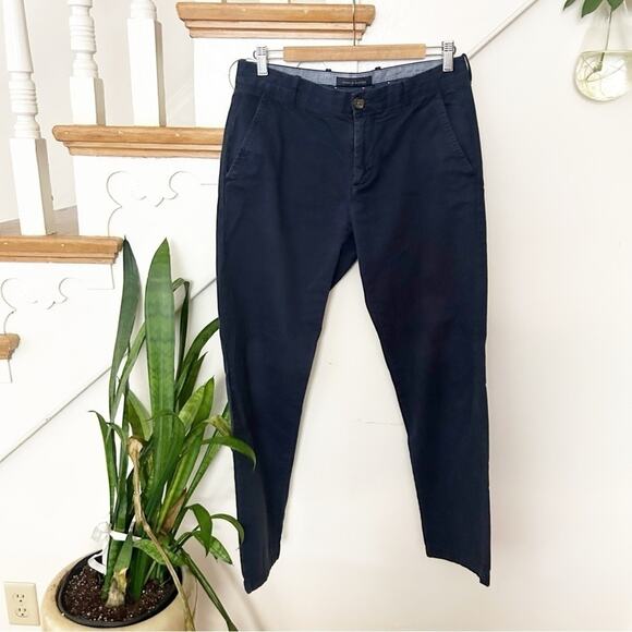 Tommy Hilfiger Mens Navy Blue Khaki Pants Straight Leg Pockets Officewear 30x30 - Picture 1 of 7